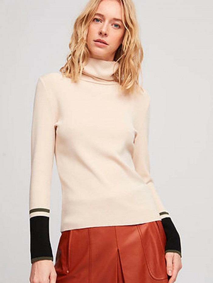 Jersey de punto Blois. Colección AW23 Aldo Martins en candelascloset. Tejido mezcla de viscosa con puños a contraste para mujer.