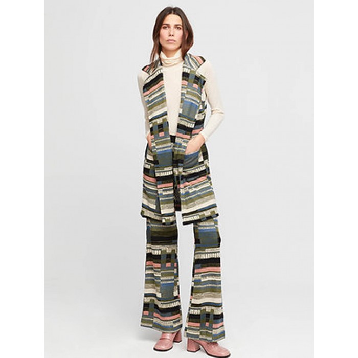 Chaleco estampado rayas Gap. Colección AW23 Aldo Martins en candelascloset. Corte recto, sin mangas y cuello solapa  para mujer.