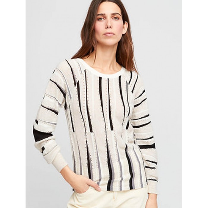 Jersey de punto fino Chelles. Colección AW23 Aldo Martins en candelascloset. Tejido estampado líneas tricolor para mujer.