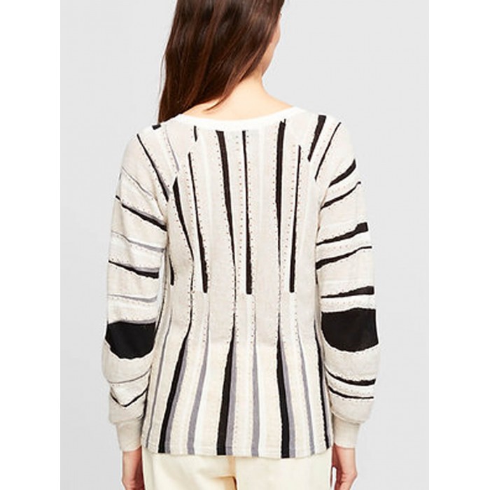 Jersey de punto fino Chelles. Colección AW23 Aldo Martins en candelascloset. Tejido estampado líneas tricolor para mujer.