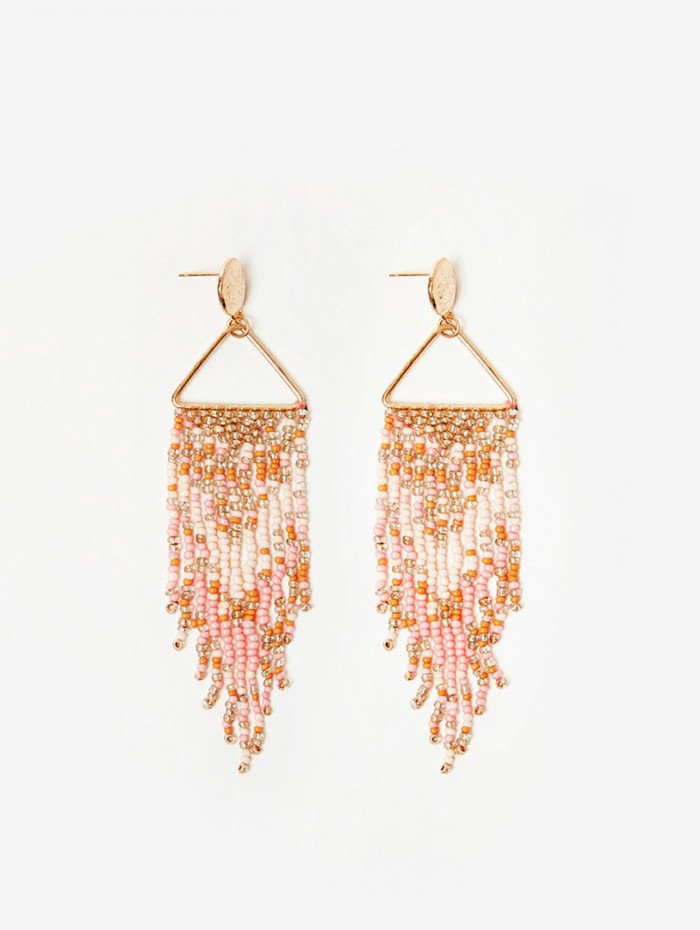 Pendientes colgantes de mujer Galeo orange. Accesorios SS24 NKN Nekane en candelascloset. Pieza metálica y abalorios multicolor.