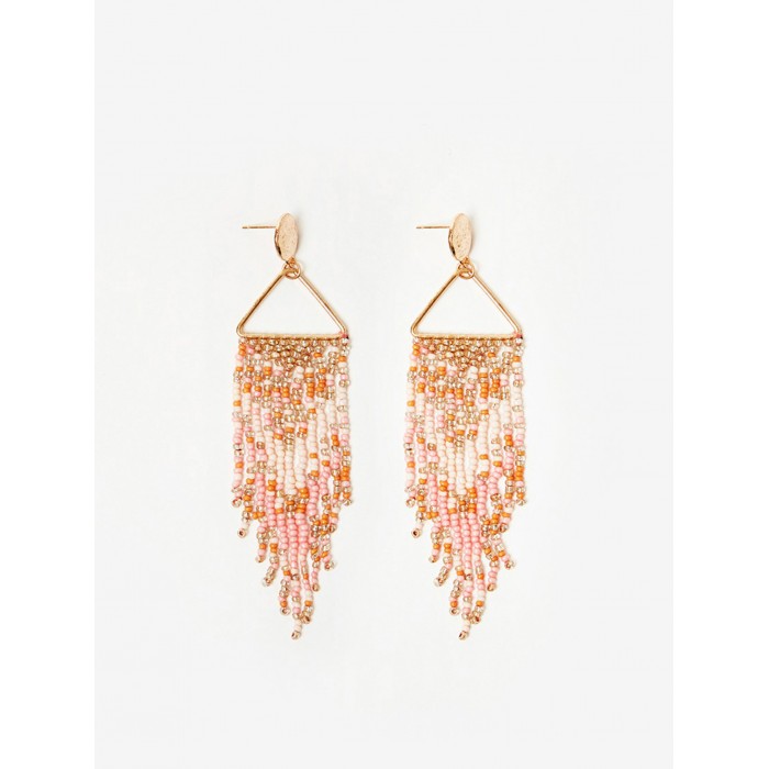 Pendientes colgantes de mujer Galeo orange. Accesorios SS24 NKN Nekane en candelascloset. Pieza metálica y abalorios multicolor.