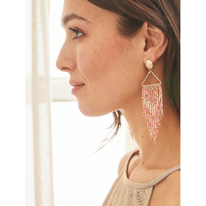 Pendientes colgantes de mujer Galeo orange. Accesorios SS24 NKN Nekane en candelascloset. Pieza metálica y abalorios multicolor.