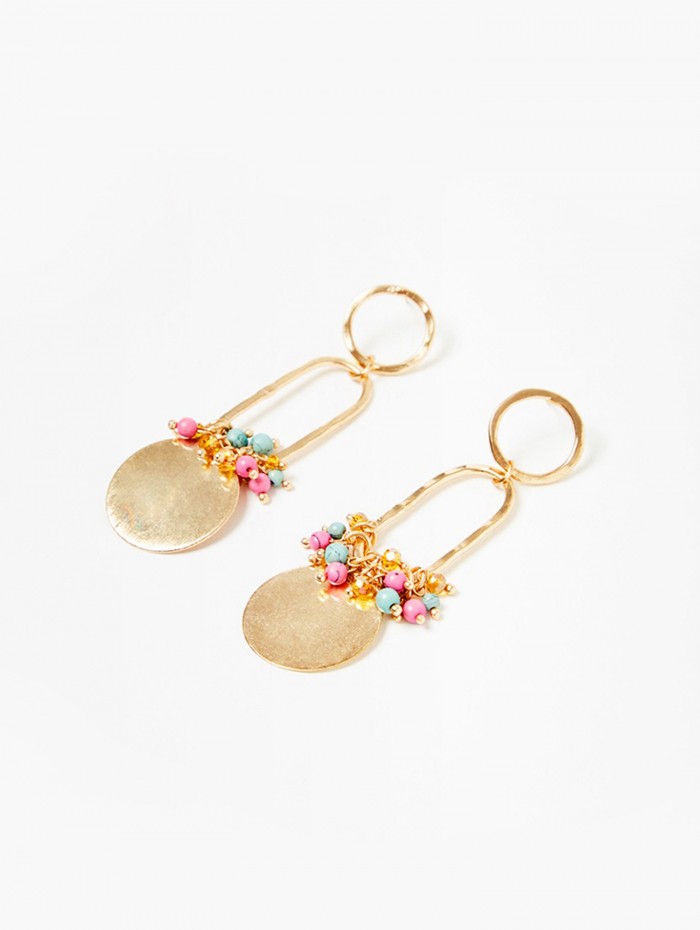 Pendientes colgantes de mujer Herman. Accesorios SS24 NKN Nekane en candelascloset. Eslabones y aplicación abalorios multicolor. 2