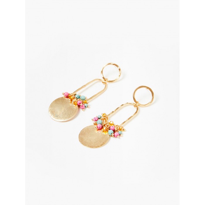 Pendientes colgantes de mujer Herman. Accesorios SS24 NKN Nekane en candelascloset. Eslabones y aplicación abalorios multicolor.