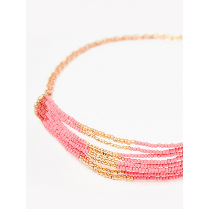 Choker de mujer Antonella. Accesorios SS24 NKN Nekane en candelascloset. Metálico con abalorios multicolor rosa y dorado.