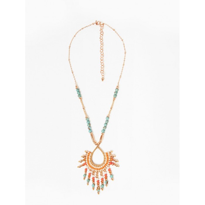 Collar de mujer Vega. Accesorios SS24 NKN Nekane en candelascloset. Metálico con aplicación de abalorios y cuentas multicolor.