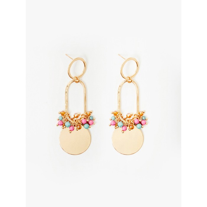 Pendientes colgantes de mujer Herman. Accesorios SS24 NKN Nekane en candelascloset. Eslabones y aplicación abalorios multicolor.