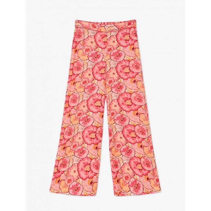 Pantalón largo de mujer Yanra. Colección SS24 NKN Nekane en candelascloset. Estilo palazzo con estampado floral y bolsillos.