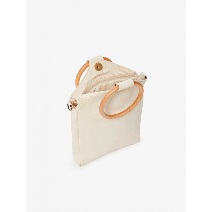 Bolso de mujer Asa. Accesorios SS24 NKN Nekane en candelascloset. Bordado de conchas. Asa madera. Cierre cremallera e imán.