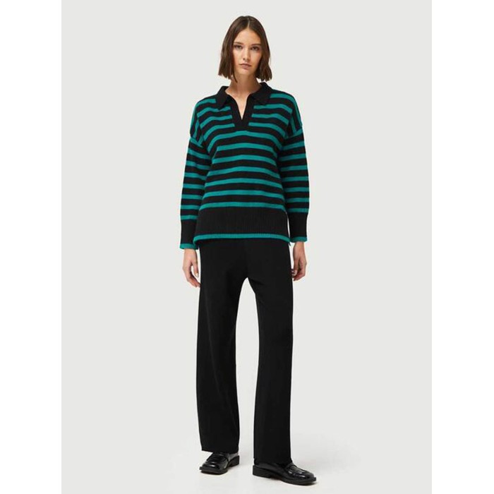 Pantalón largo mujer Doris. Colección AW24 Compañía Fantástica en candelascloset. Tejido de punto negro y cintura elástica.