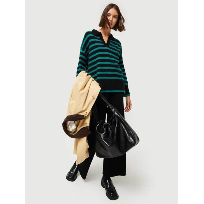 Pantalón largo mujer Doris. Colección AW24 Compañía Fantástica en candelascloset. Tejido de punto negro y cintura elástica.