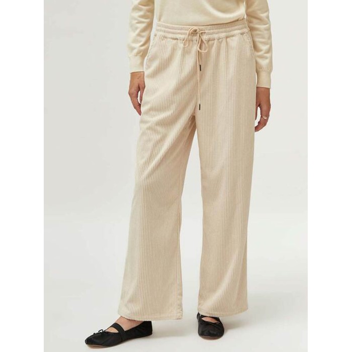Pantalón largo mujer Vera. Colección AW24 Compañía Fantástica en candelascloset. Tejido de pana blanco roto y cintura elástica.