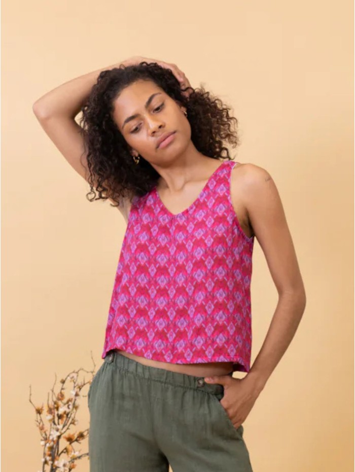 TOP SILK ETNIC PINK POEMS