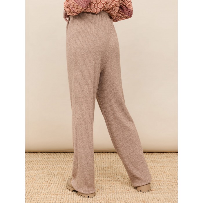 Pantalón Mima Nüd by Nekane en shop candelascloset. Tejido en canalé y cinta doble lazada para mujer.