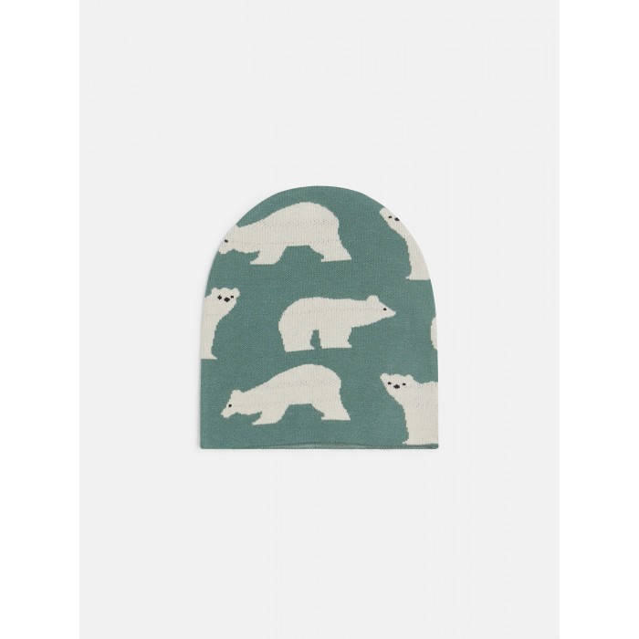 Gorro Bear Compañía Fantástica en candelascloset. Accesorio de punto fino con estampado animal de osos polares para mujer.