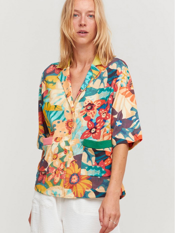 Top camisero Tona. Colección SS23 Aldomartins en candelascloset. Tejido de algodón con estampado floral para mujer.