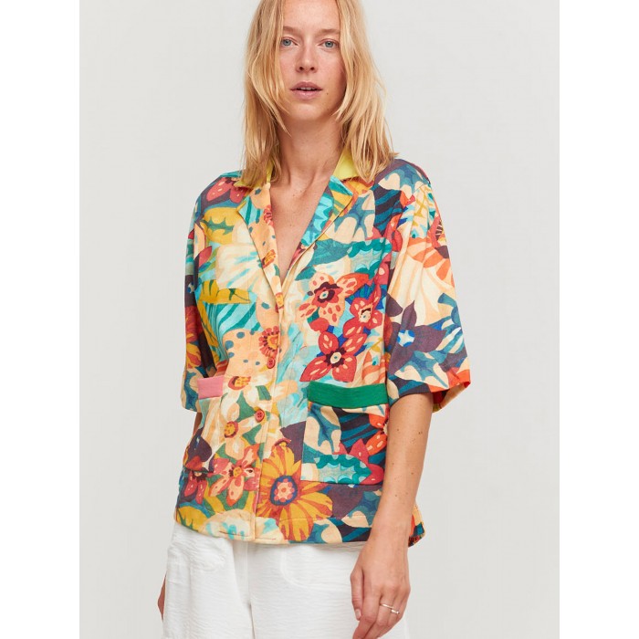 Top camisero Tona. Colección SS23 Aldomartins en candelascloset. Tejido de algodón con estampado floral para mujer.