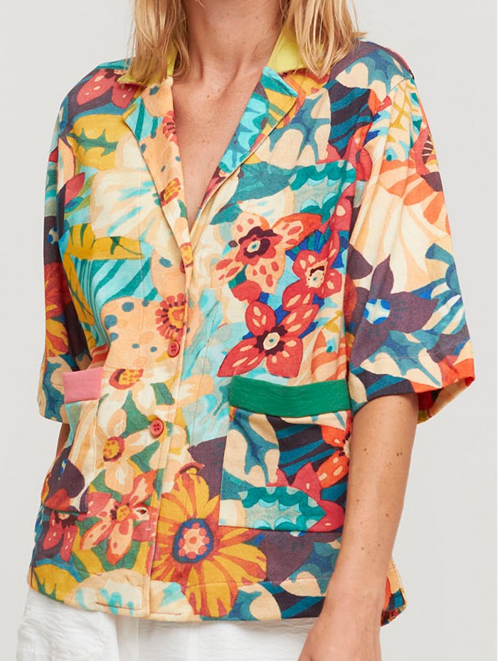 Top camisero Tona. Colección SS23 Aldomartins en candelascloset. Tejido de algodón con estampado floral para mujer. 2