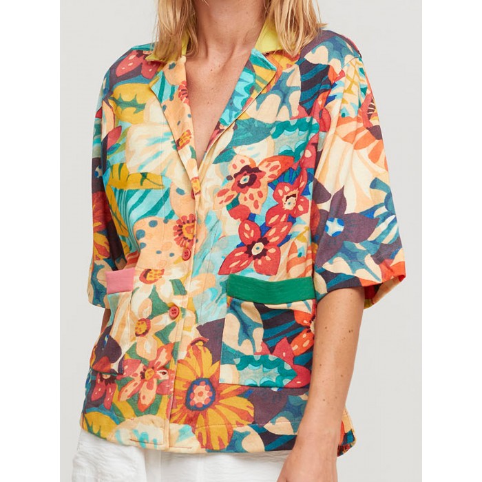 Top camisero Tona. Colección SS23 Aldomartins en candelascloset. Tejido de algodón con estampado floral para mujer.