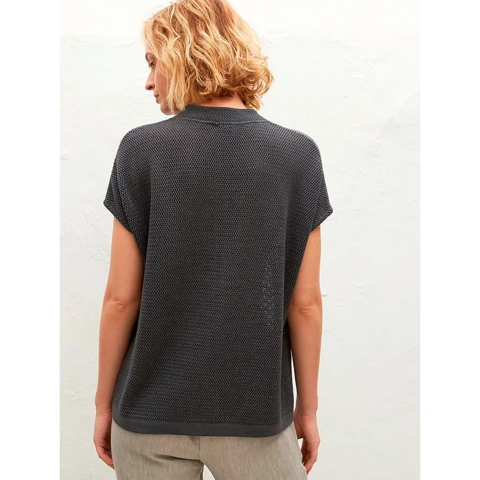 Top de punto gris Fon. Colección SS23 AMS Pure en candelascloset. Tejido de punto en mezcla bambú y algodón para mujer