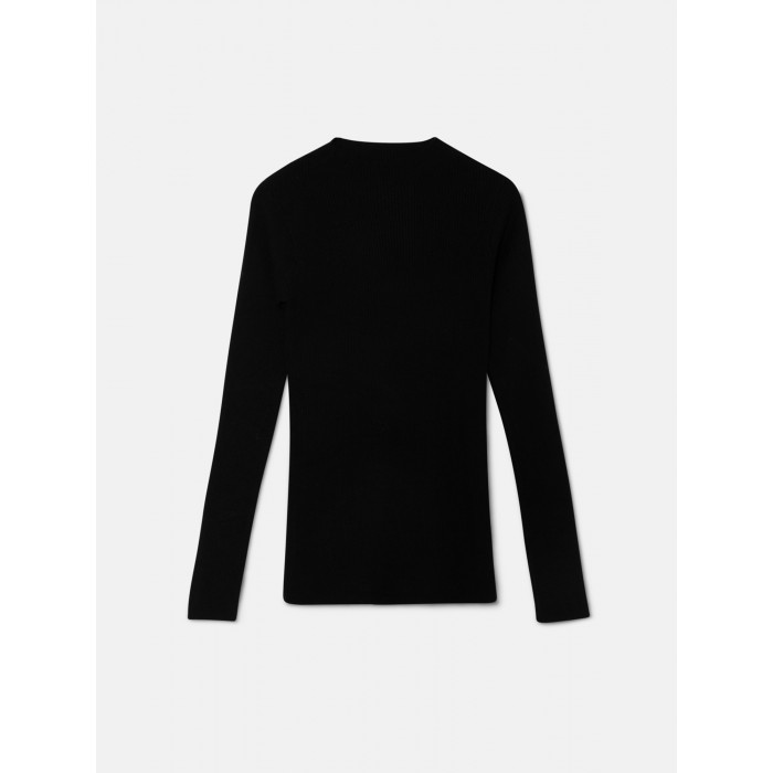 Jersey negro Gio. Colección AW23 Compañía Fantástica en candelascloset. De punto canalé, manga larga y cuello perkins.