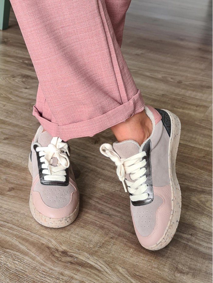 Sneaker Alexa. AW23 Calzado mujer candelascloset. Sneaker en serraje y piel combinada mujer. Marca Toni Pons. Made in Spain.