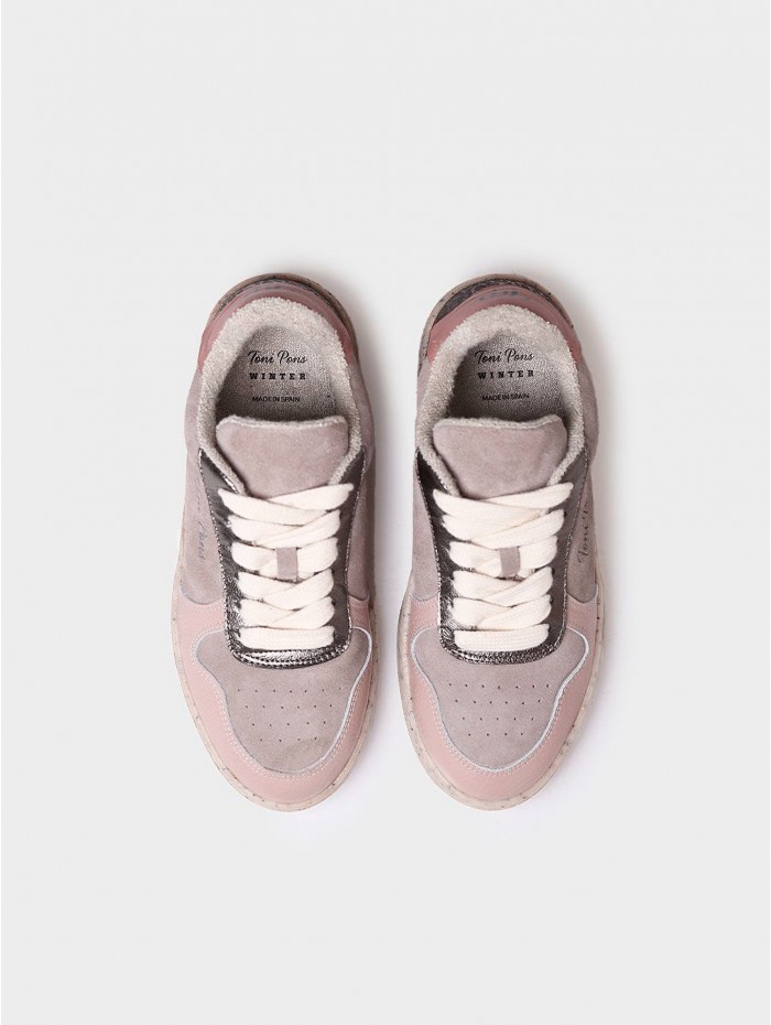 Sneaker Alexa. AW23 Calzado mujer candelascloset. Sneaker en serraje y piel combinada mujer. Marca Toni Pons. Made in Spain. 2
