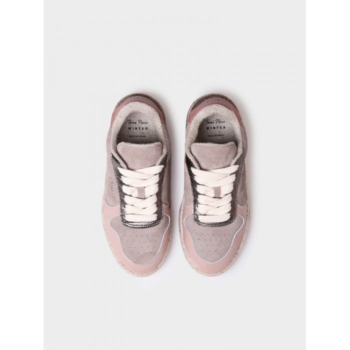 Sneaker Alexa. AW23 Calzado mujer candelascloset. Sneaker en serraje y piel combinada mujer. Marca Toni Pons. Made in Spain.